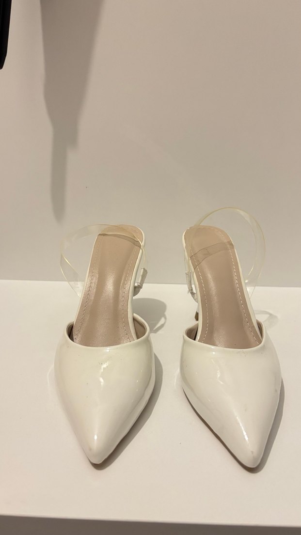 Beyaz Topuklu Kadın Abiye Ayakkabı - Görsel 2