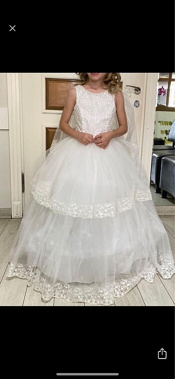 Beyaz çocuk gelinlik 4-5 yaş - Görsel 5