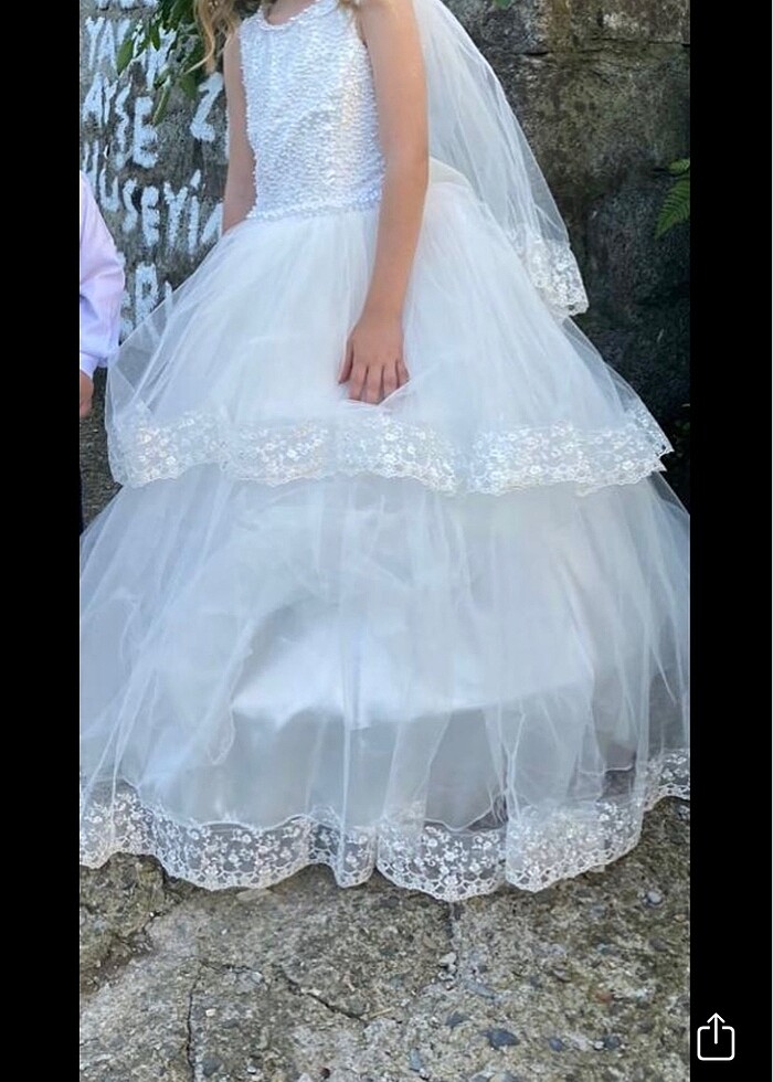 Beyaz çocuk gelinlik 4-5 yaş - Görsel 3