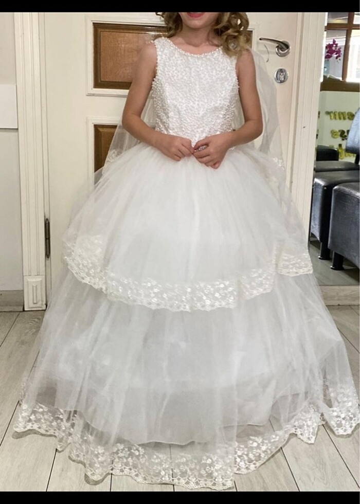 Beyaz çocuk gelinlik 4-5 yaş - Görsel 5