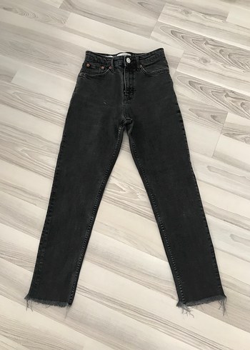 xs Beden siyah Renk Siyah Düğmeli Kadın Dar Kesim Denim Pantolon