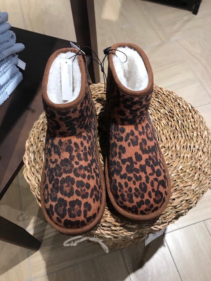 Kahverengi Leopar Desenli Kürklü Kadın Bot - Görsel 5