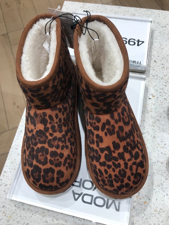 Kahverengi Leopar Desenli Kürklü Kadın Bot - Görsel 3