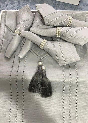 İşlemeli Gri Modern Klasik Peçete Seti - Görsel 5