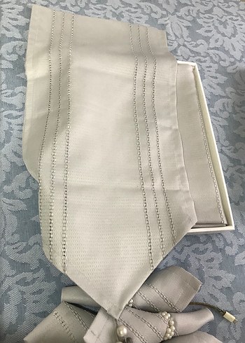 İşlemeli Gri Modern Klasik Peçete Seti - Görsel 7