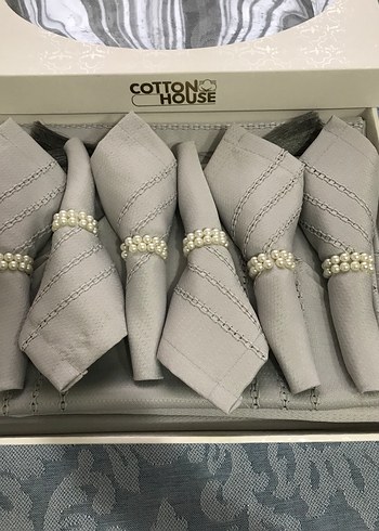 İşlemeli Gri Modern Klasik Peçete Seti - Görsel 2