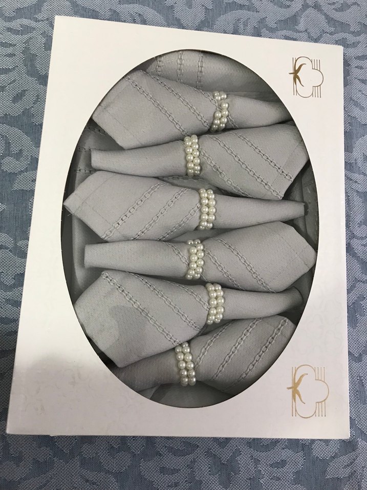 İşlemeli Gri Modern Klasik Peçete Seti - Görsel 4