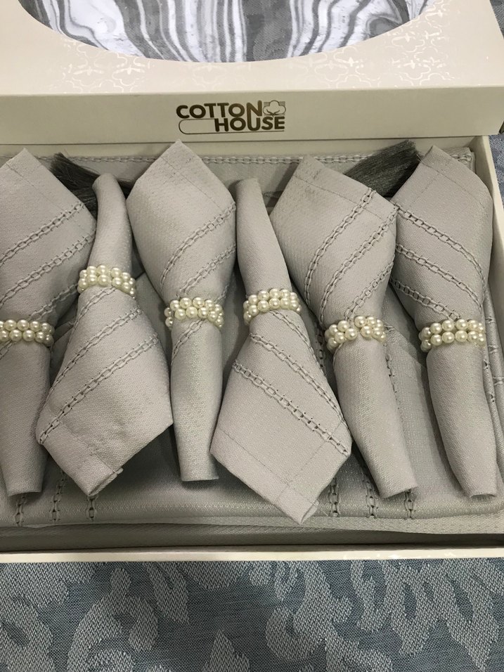 İşlemeli Gri Modern Klasik Peçete Seti - Görsel 2