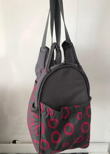 Renkli Puantiyeli Gri Bebek Çantası - Görsel 3