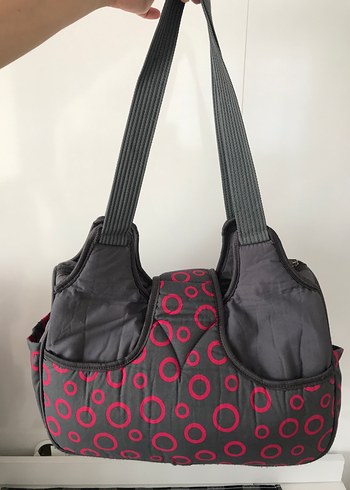 Renkli Puantiyeli Gri Bebek Çantası - Görsel 4