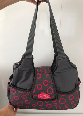 Renkli Puantiyeli Gri Bebek Çantası - Görsel 2