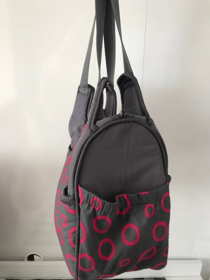Renkli Puantiyeli Gri Bebek Çantası - Görsel 3