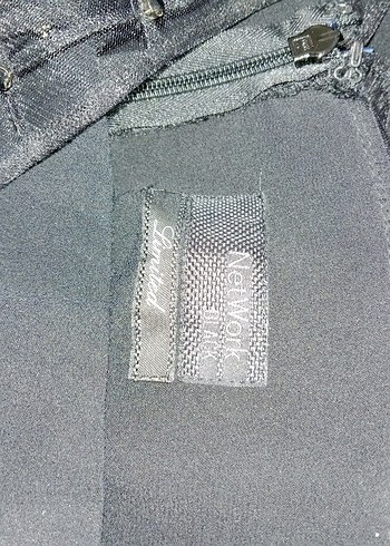 network limited Siyah Boncuk İşlemeli Uzun Kadın Abiye Elbise - Görsel 6