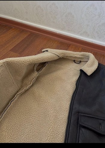 38 Beden Kahverengi Kürklü Deri Kadın Ceket