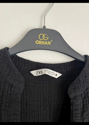Zara Siyah Düğmeli Uzun Kollu Keten Kadın Gömlek