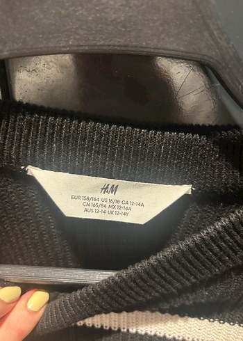 Siyah Gri Çizgili Örgü Kız Çocuk Kazak - Görsel 2