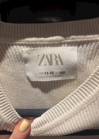 Kız Çocuk Kısa Kollu Çizgili Triko Kazak - Görsel 2