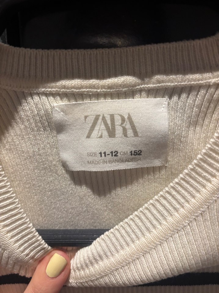 Kız Çocuk Kısa Kollu Çizgili Triko Kazak - Görsel 2