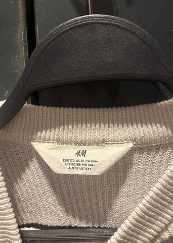 Çizgili Gri Beyaz Kadın Triko Kazak - Görsel 3