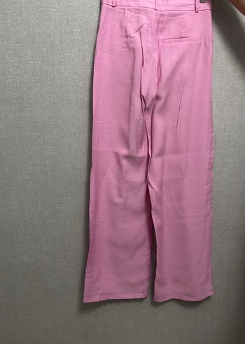 Pembe Midi Keten Kadın Pantolon - Görsel 5