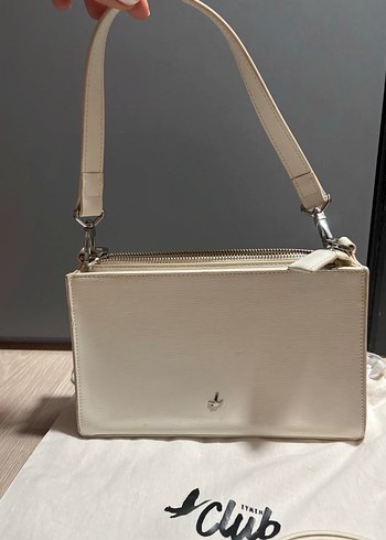 Beyaz Deri Fermuarlı Kadın Çanta - Görsel 6