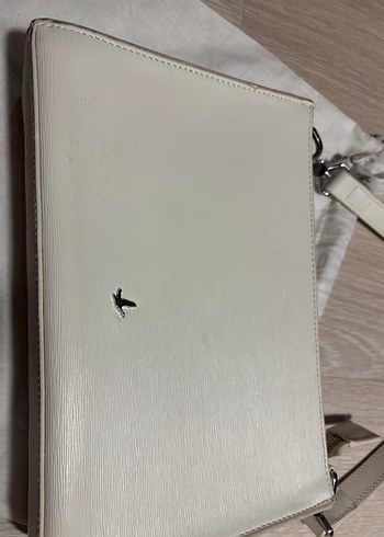 Beyaz Deri Fermuarlı Kadın Çanta - Görsel 2