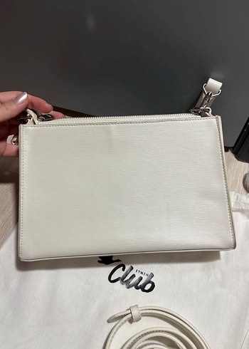 Beyaz Deri Fermuarlı Kadın Çanta - Görsel 3