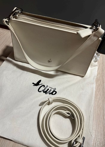 Beyaz Deri Fermuarlı Kadın Çanta - Görsel 7