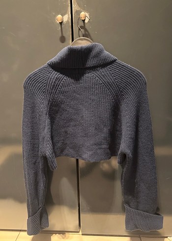 Lacivert Örgü Boğazlı Kadın Kazak - Görsel 6