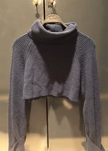 Lacivert Örgü Boğazlı Kadın Kazak - Görsel 2