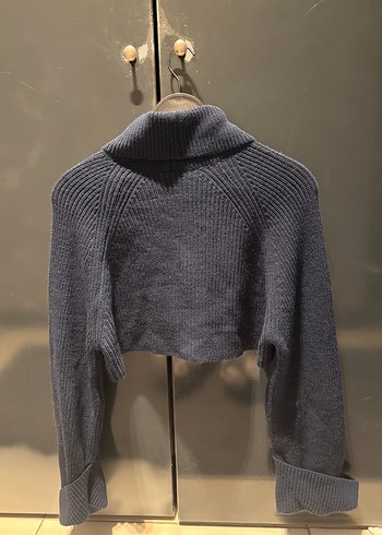 Lacivert Örgü Boğazlı Kadın Kazak - Görsel 4