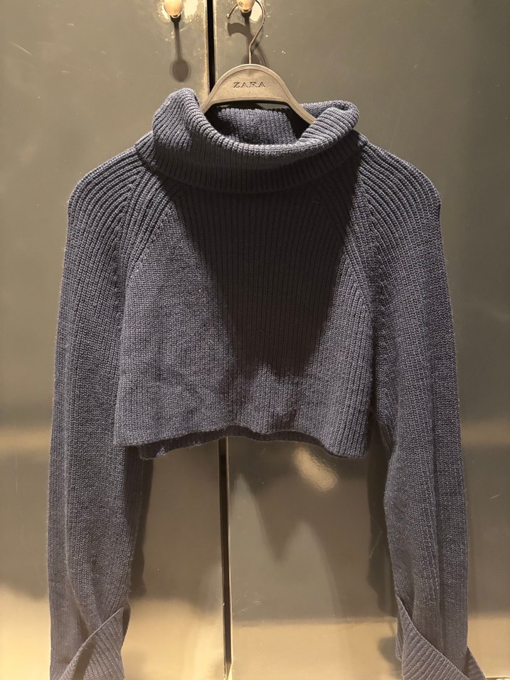 Lacivert Örgü Boğazlı Kadın Kazak - Görsel 2