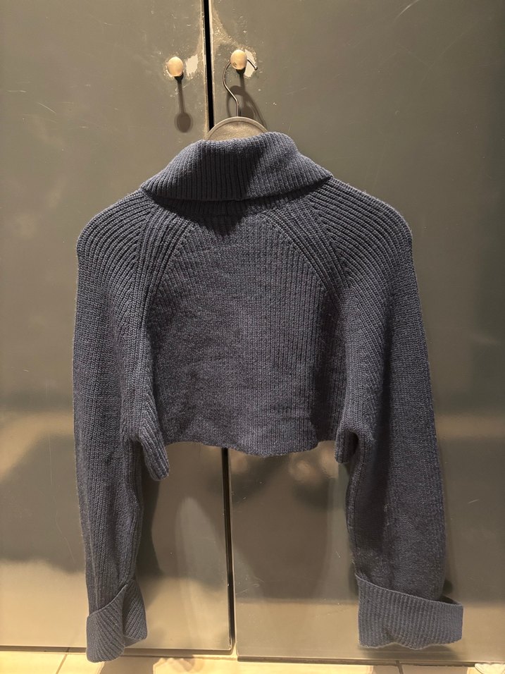 Lacivert Örgü Boğazlı Kadın Kazak - Görsel 4