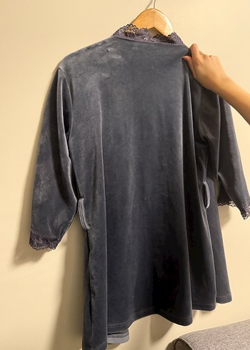 Gri Kadın Midi Boy Salaş Sabahlık - Görsel 2