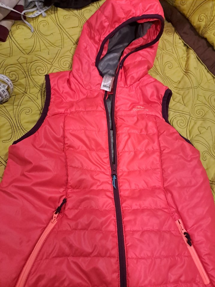 Kızlar için Kapüşonlu Pembe Spor Yelek - Görsel 2