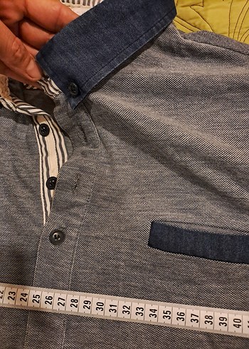 Düğmeli Gri Erkek Polo Tişört - Görsel 3