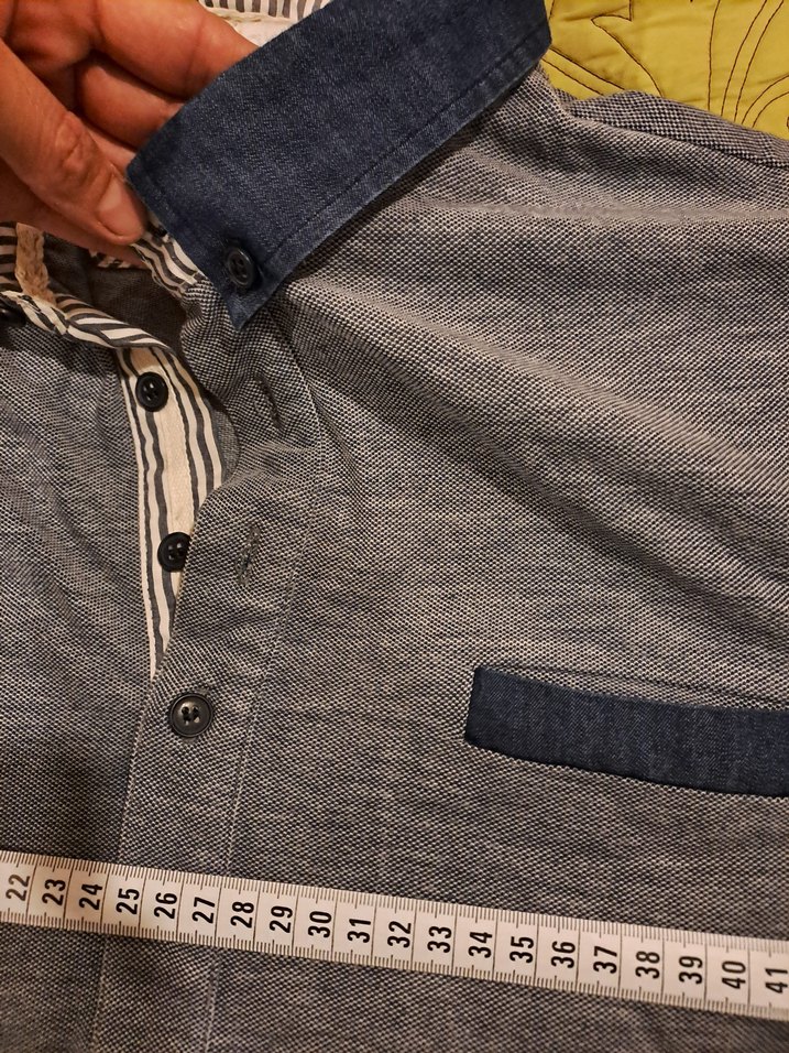 Düğmeli Gri Erkek Polo Tişört - Görsel 3