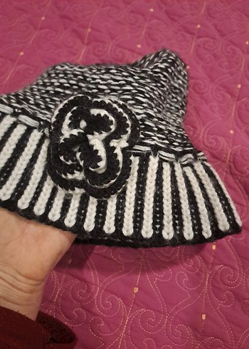 Renkli Örgü Kadın Şapka Siyah - Görsel 2