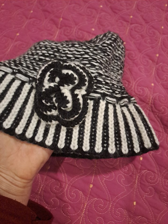 Renkli Örgü Kadın Şapka Siyah - Görsel 2