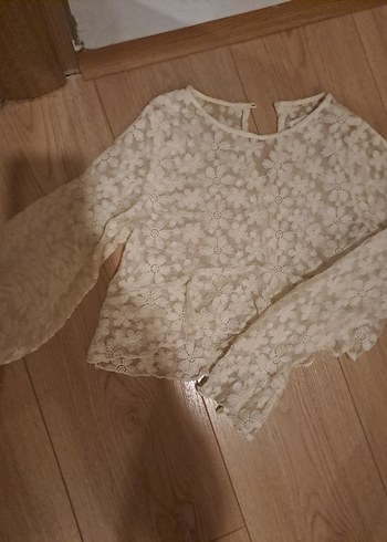 Beyaz Nakışlı Dantel Kız Bolero - Görsel 3