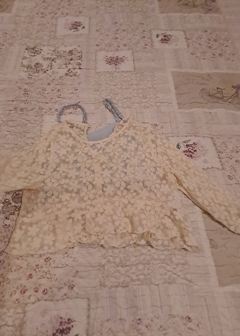 Beyaz Nakışlı Dantel Kız Bolero - Görsel 5