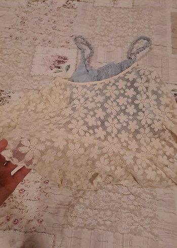 Beyaz Nakışlı Dantel Kız Bolero - Görsel 2