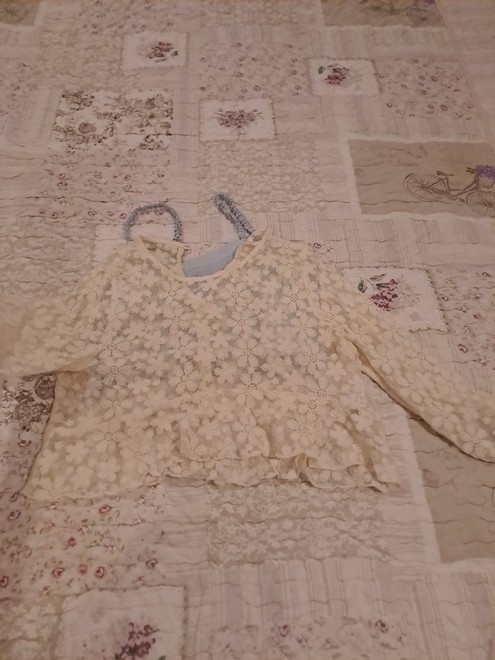 Beyaz Nakışlı Dantel Kız Bolero - Görsel 5