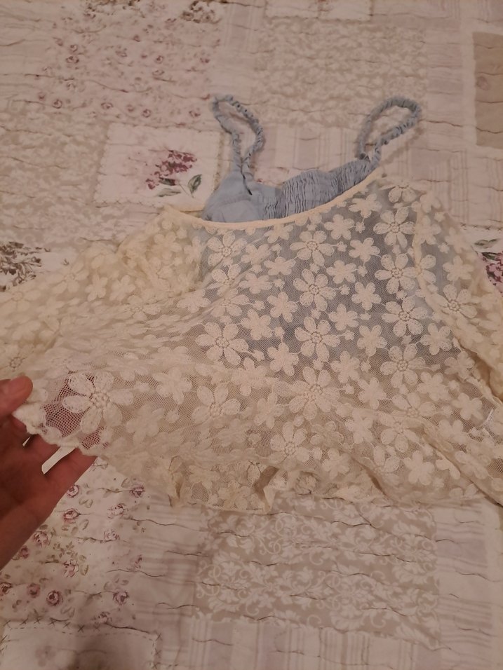 Beyaz Nakışlı Dantel Kız Bolero - Görsel 2