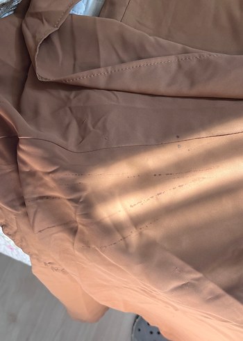 Parlak Kahverengi ince askılı yırtmaçlı Midi Elbise - Görsel 6