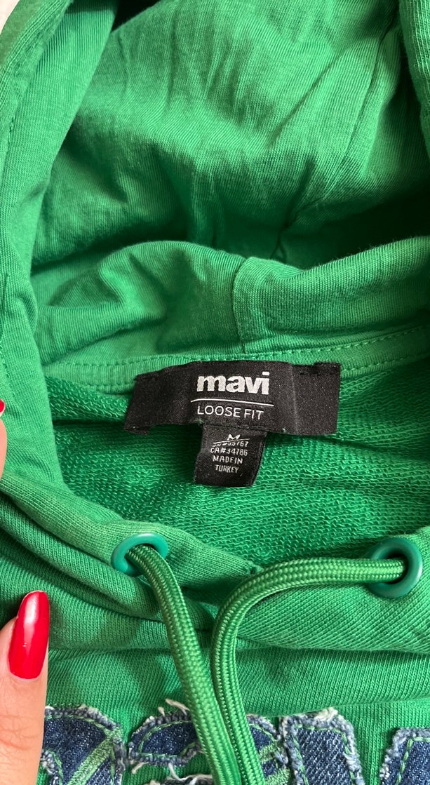 Yeşil Kapüşonlu Nakışlı ünisexs Sweatshirt - Görsel 2