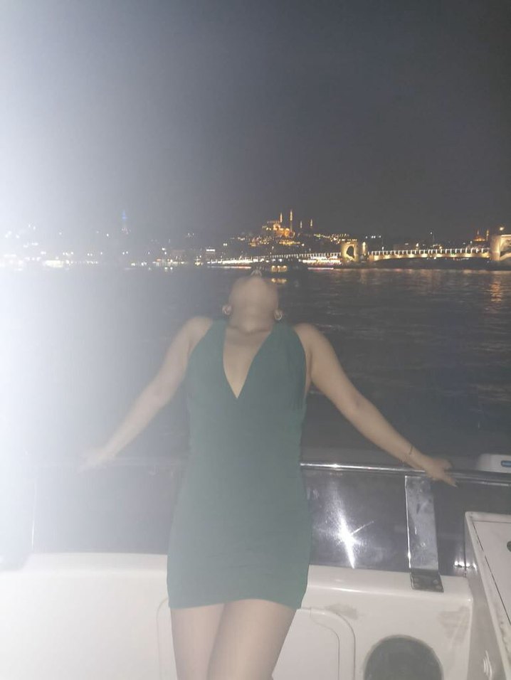 Yeşil  şeritli İpli Midi, mini dekolteli elbise - Görsel 2