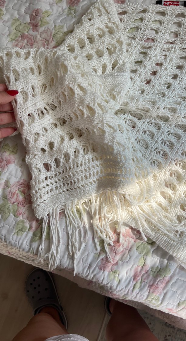 Dantel Detaylı Bohem Beyaz Örgü Kazak - Görsel 3