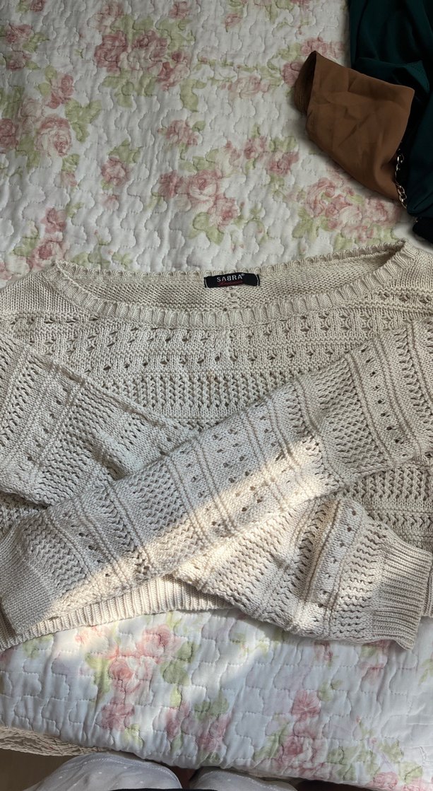 Bohem Stil Kadın Beyaz Örgü Kazak - Görsel 3