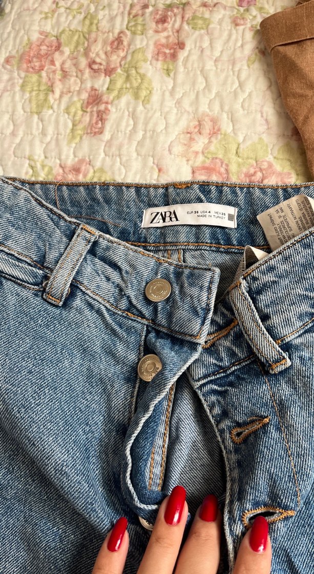 Düğmeli Mavi Kadın Kot Jean - Görsel 2